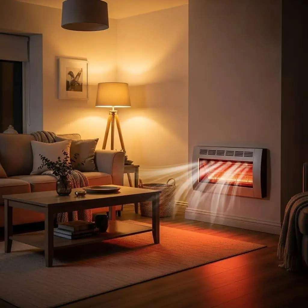 Braemar ducted gas heating system in a cozy living room, showcasing warmth and comfort