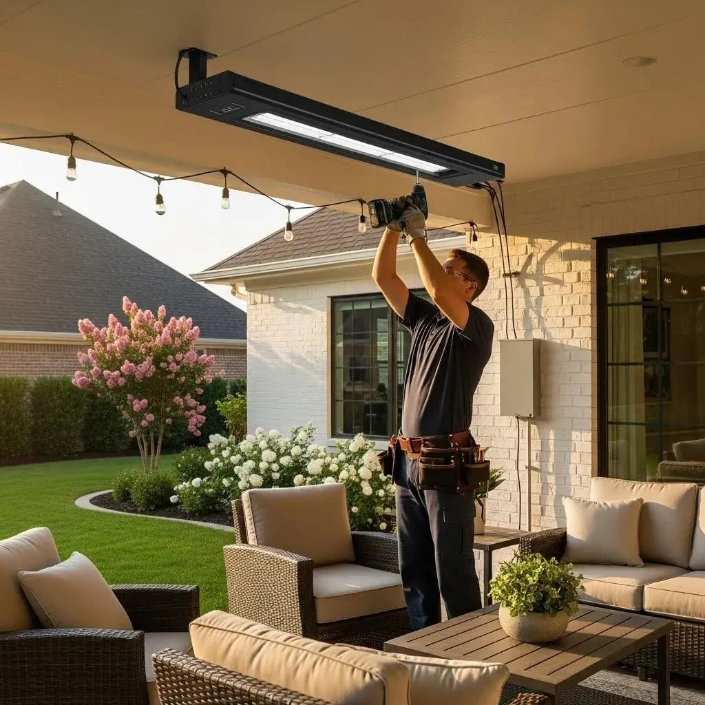 Technician installing an outdoor electrical strip heater, highlighting best practices for safety and installation